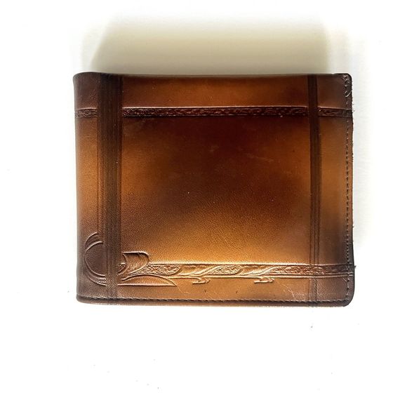 Vintage Cameo Brown Leather Wallet Bifold Card Holder Zipper Pocket - Picture 2 of 8